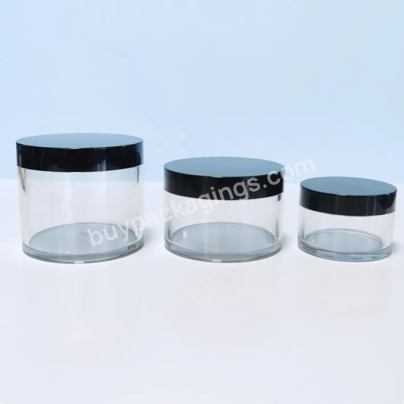 Custom Logo 50g 100g 200g 300g Thick Wall Loose Powder Jar Black Cap Face Cream Jar Lip Scrub Container