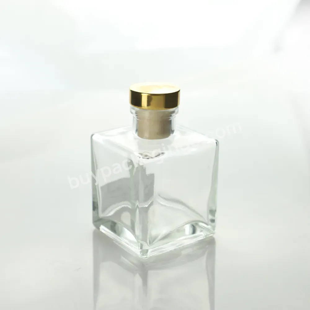 Custom Logo 50ml 100ml 150ml 200ml Clear Square Shaped Diffuser Aroma Oil Glass Perfume Bottle With Cap