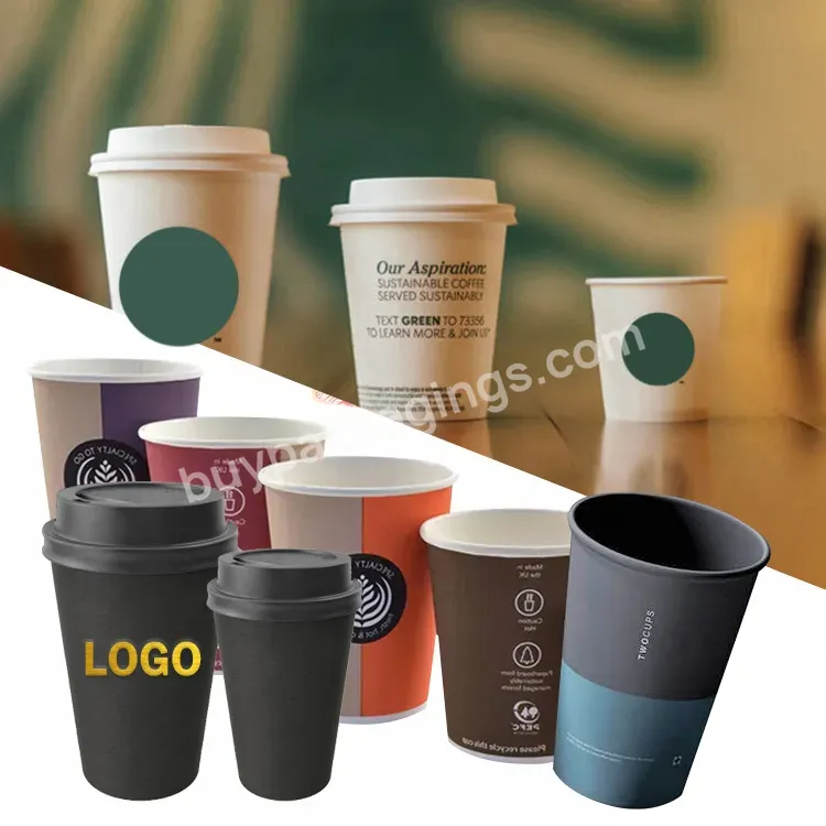 Custom Logo 7 8.5oz Star Coffee Pla Coated Double Rippled Wall Paper Cup With Lid Handle For Drinking Cold Hot Drinks Take Away