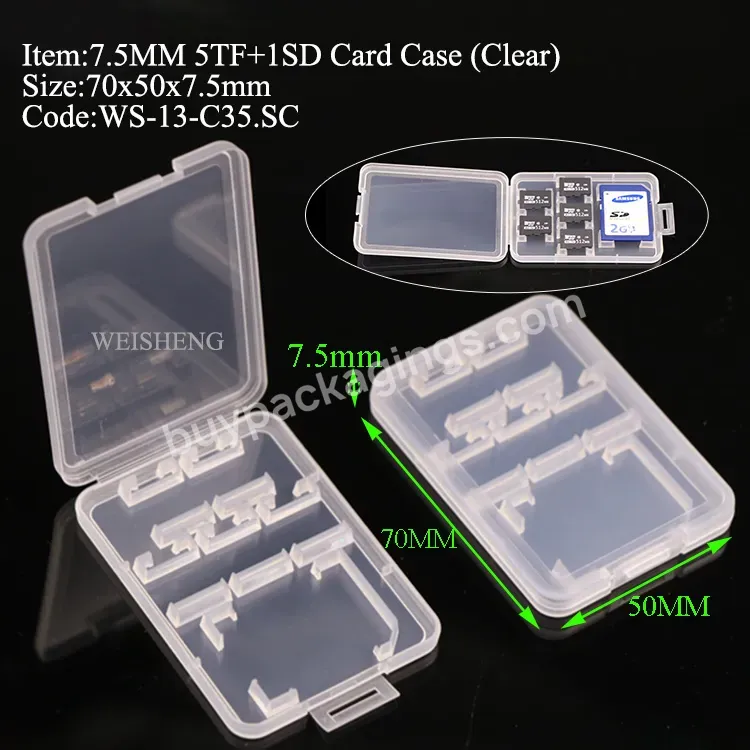 Custom Logo 7.5mm Transparent Empty Plastic Memory Tf 6 Slots Not Fall Sd Card Box Storage Case For Sandisk Phone Micro