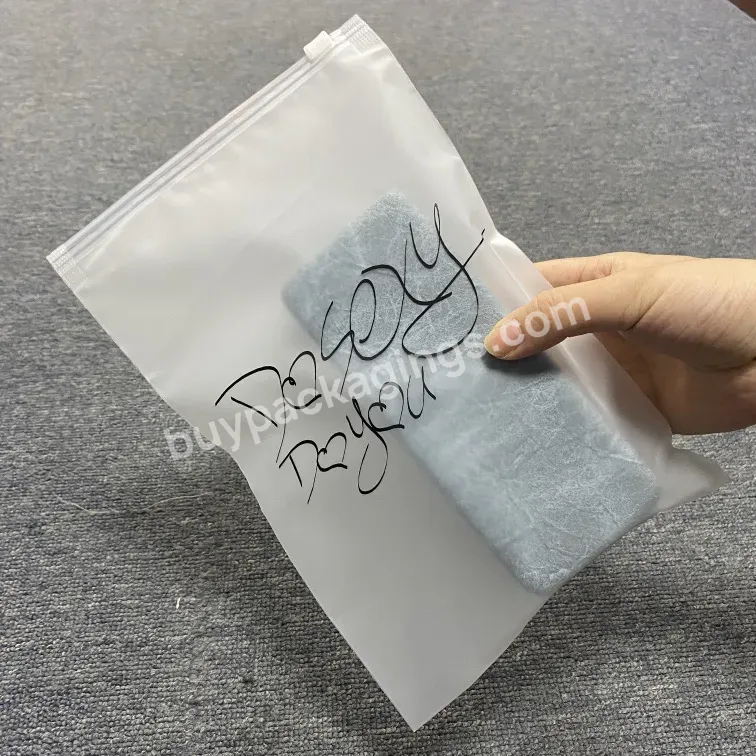 Custom Logo And Size Frosted Zipper Bag Transparent Storage Bag Carrying Bag