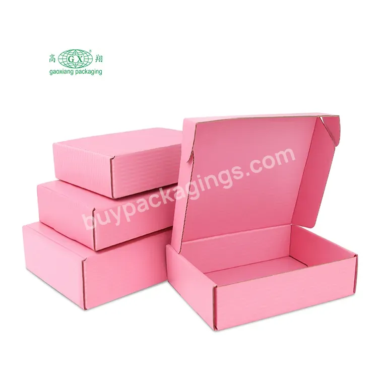 Custom Logo Apparel Packaging Pink 3-layer E Flute Mailer Paper Cardboard Shipping Mailing Packing Corrugated Box