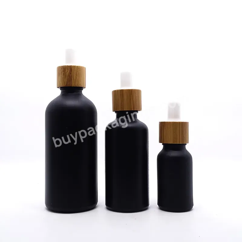 Custom Logo Beard Oil Packaging 30 Ml Tincture Black Frosted Glass Dropper Bottle With Essential Oil Packaging Box