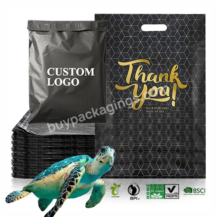 Custom Logo Biodegradable Apparel Clothing T Shirt Packaging Thank Shipping Postal Mailing Bags Postage Poly Mailer With Handle - Buy Shipping Bags With Handle,Thank You Mailing Bags With Handle,Polymailers For Clothes Thank You.