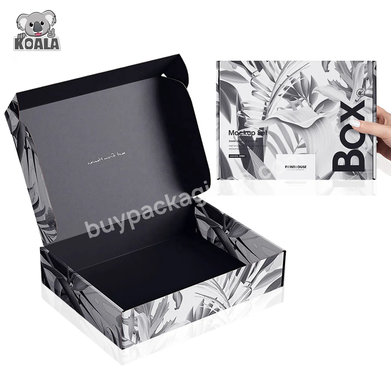 Custom Logo Black Corrugated Clothing Pen Black Gift Packaging Mailer Shipping Luxury Paper Box