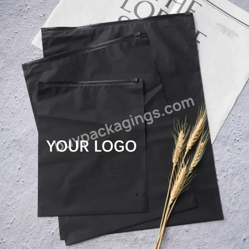 Custom Logo Black Frosted Zipper Packaging Bags Plastic Pvc Eva Slider Zip Lock Poly Bag For Clothes Garment