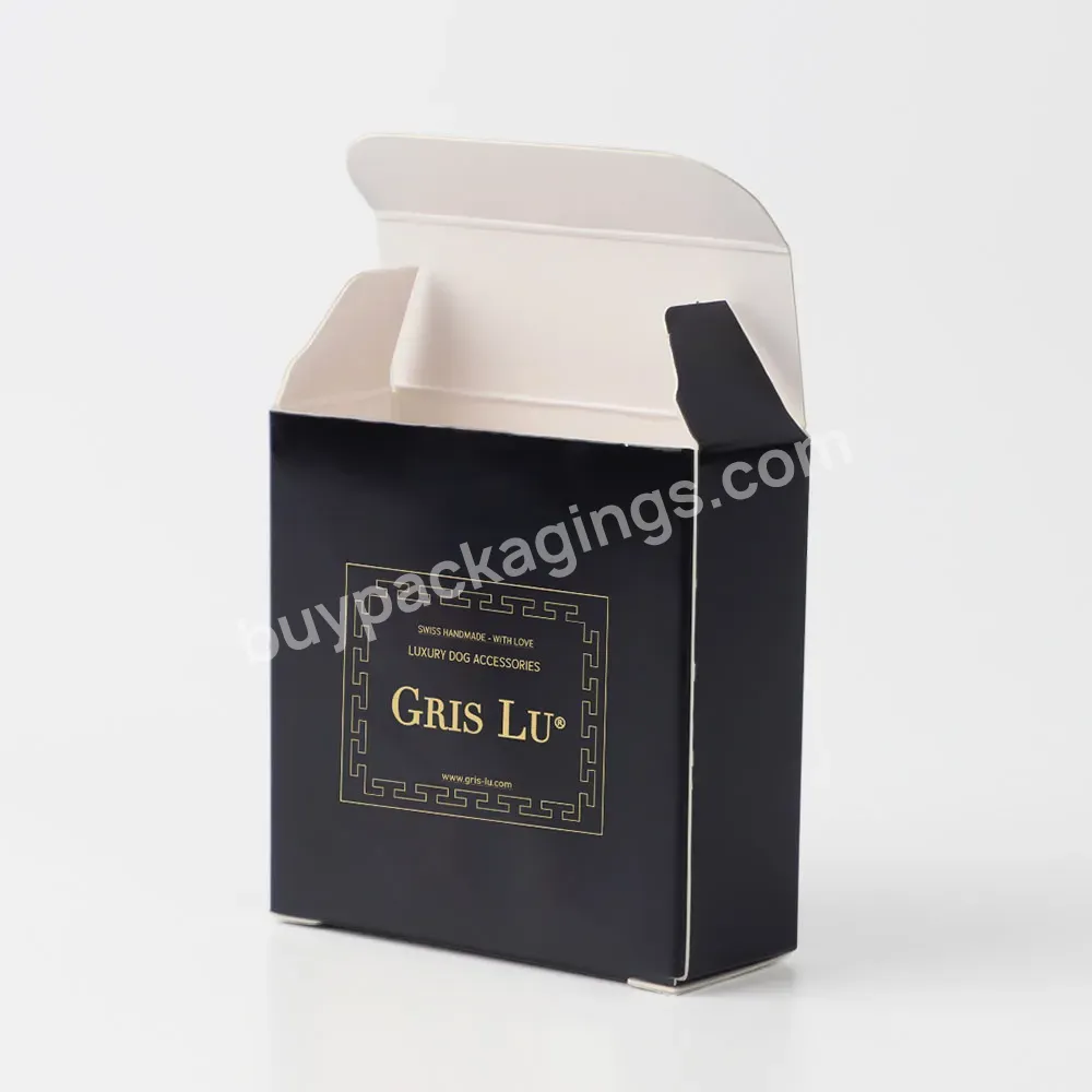 Custom Logo Black Paper Square Gold Stamping Small Cosmetic Packaging Box