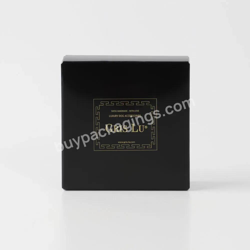 Custom Logo Black Paper Square Gold Stamping Small Cosmetic Packaging Box