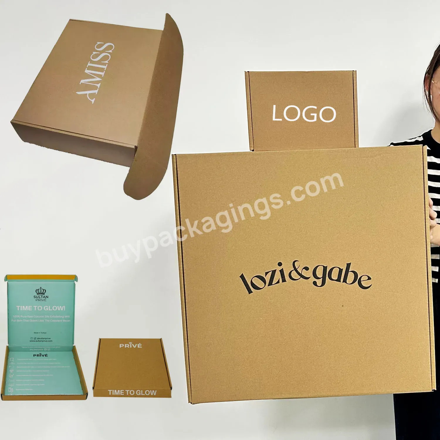 Custom Logo Blank Cardboard Shipping Box Recycled Paper Board Kraft Mailer Express Packaging Box