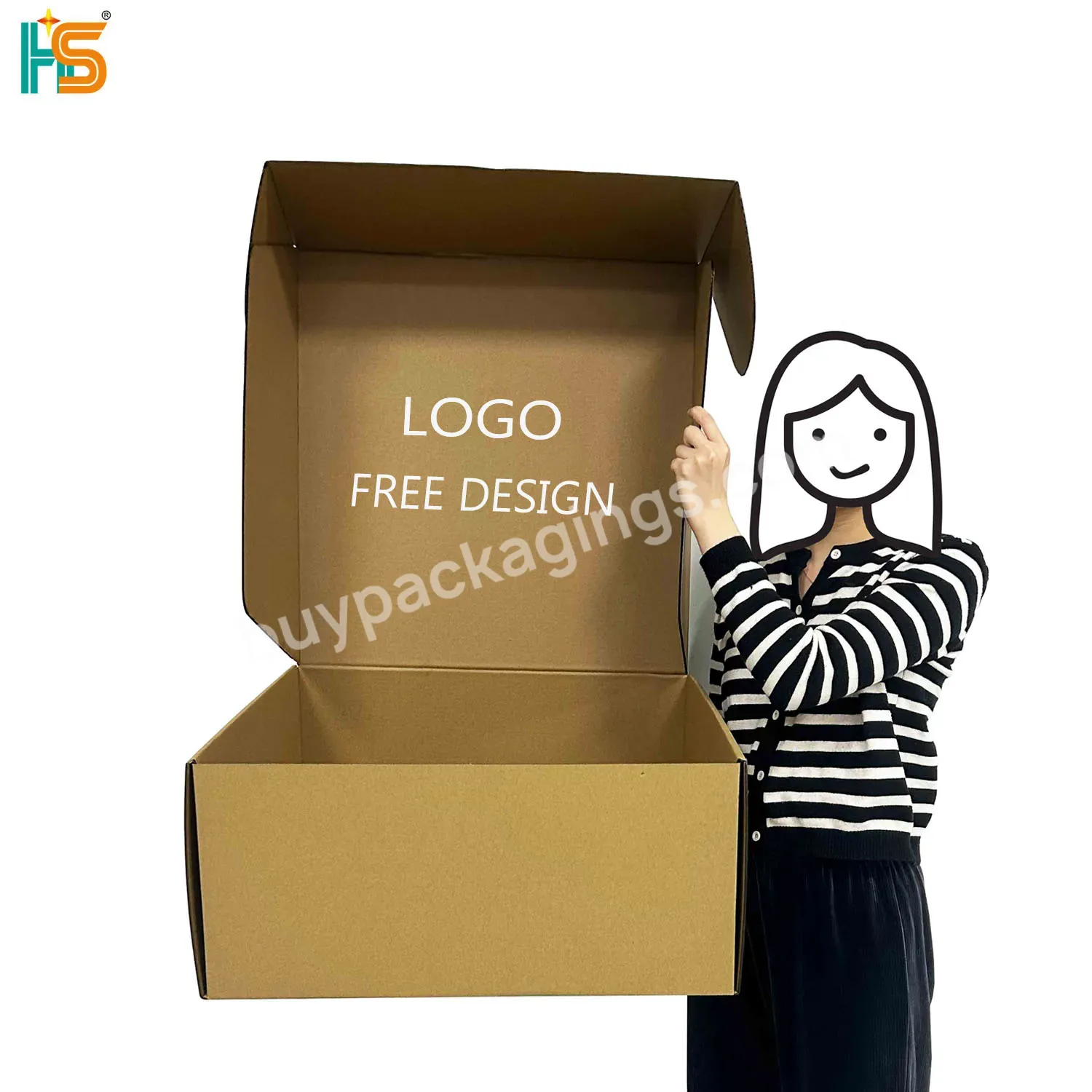 Custom Logo Blank Cardboard Shipping Box Recycled Paper Board Kraft Mailer Express Packaging Box