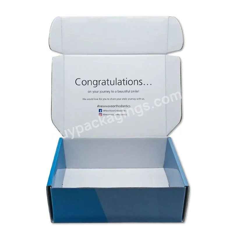 Custom Logo Blue Recycled Shipping Box Cosmetics Corrugated Paper Postal Mailer Box Packaging With Logo