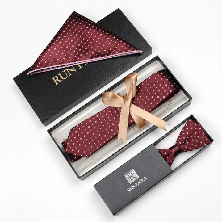 Custom logo bow tie box necktie paper gift box packaging