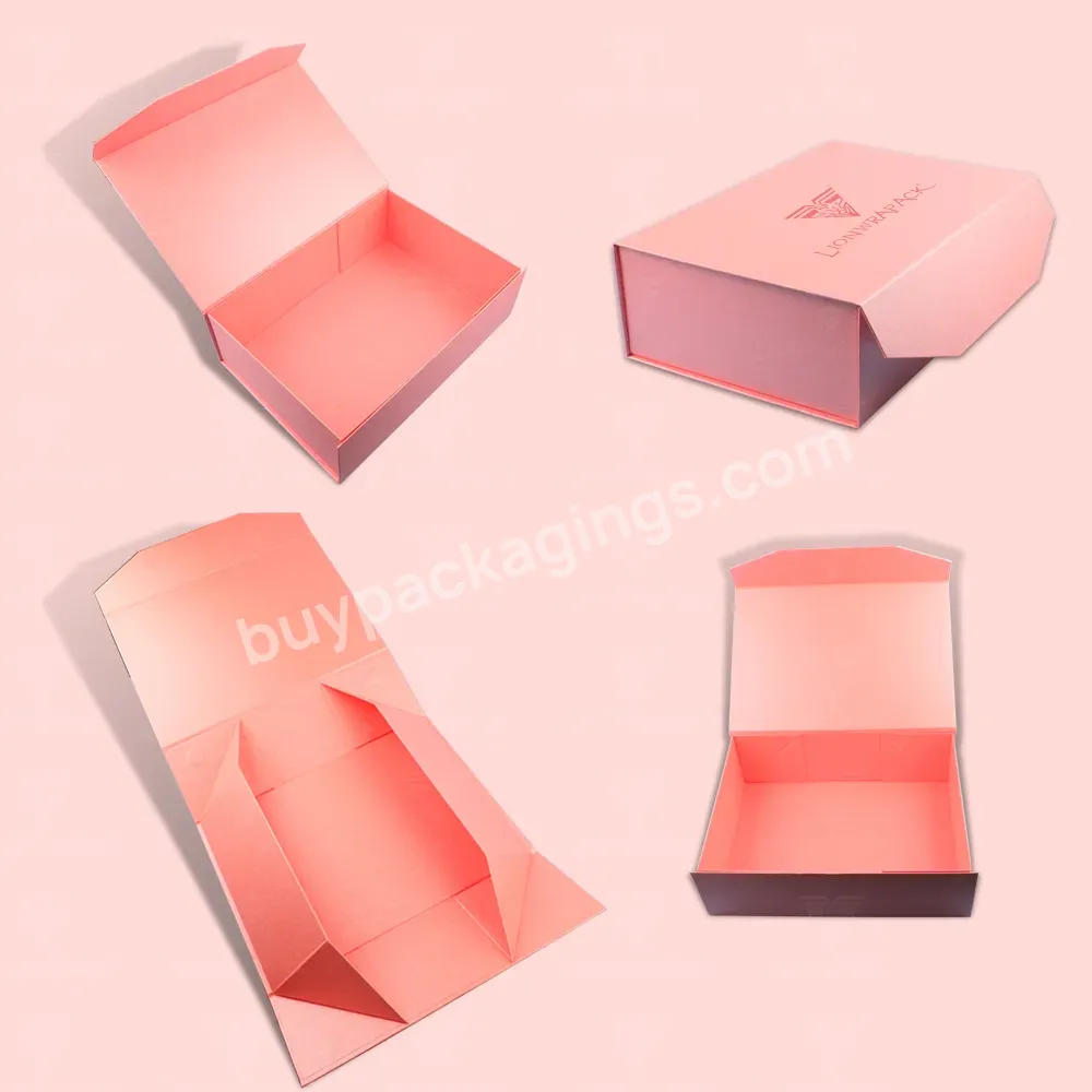 Custom Logo Branded Box Folding Big Pink Folding Carton Foldable Large Magnetic Gift Box With Lid Packaging Boxes