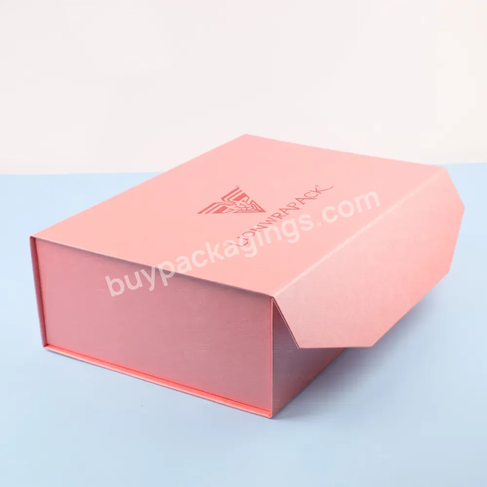 Custom Logo Branded Box Folding Big Pink Folding Carton Foldable Large Magnetic Gift Box With Lid Packaging Boxes