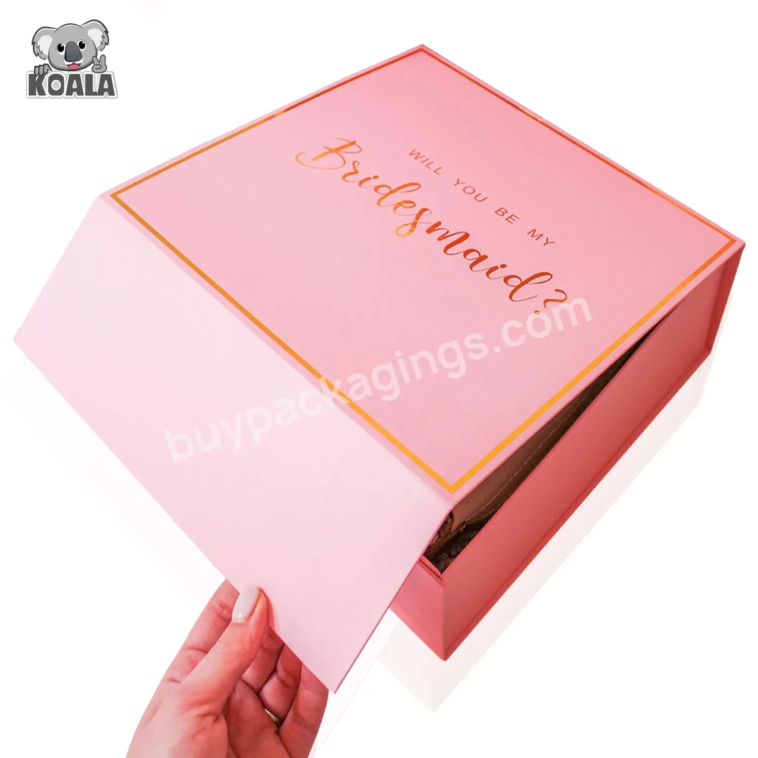 Custom Logo Bridesmaid Cosmetics Candle Clothes White Pink Rigid Magnetic Closure Lid Wedding Gift Box