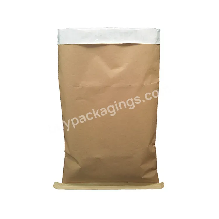 Custom Logo Brown Kraft Paper 25kg 40kg Poly Bag With Paper