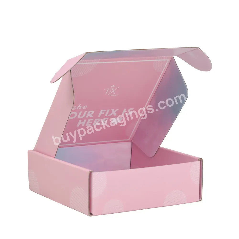 Custom Logo Cardboard Cartons Shipping Mailer Box Pink Cosmetic Set Cosmetics Mailing Skin Care Corrugated Packaging Boxes