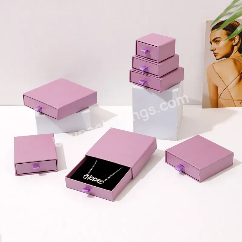 Custom Logo Cardboard Jewelry Gift Bag Necklace Drawing Box Package Slide Drawer Paper Box With Black Foam For Jewelry Packaging