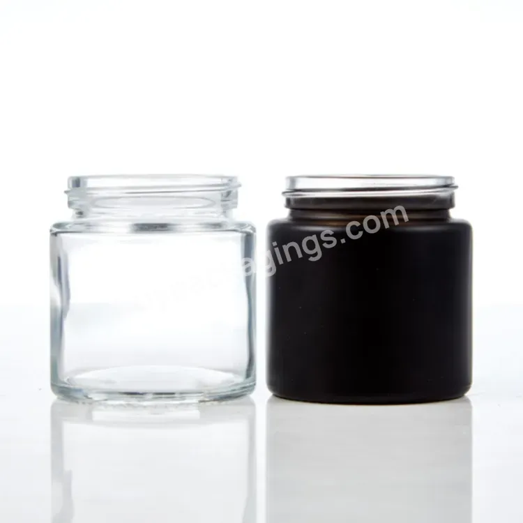 Custom Logo Child Resistant 2oz 3oz 4oz 5oz Clear Glass Straight Sided Jar With White Black Smooth Or Ribbed Lids - Buy Glass Jars Storage Containers Storage Bottles Jars Glass Jars With Lids Smell Proof Container Black Glass Jar,Flower Packaging Gla