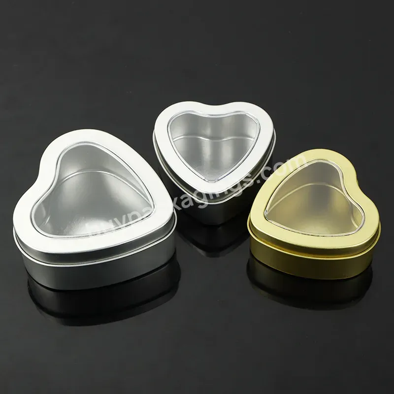 Custom Logo Chocolate Candy Cookie Biscuit Heart Shaped Tin Box With Window Love Wedding Gift Heart Shaped Mental Tin Can