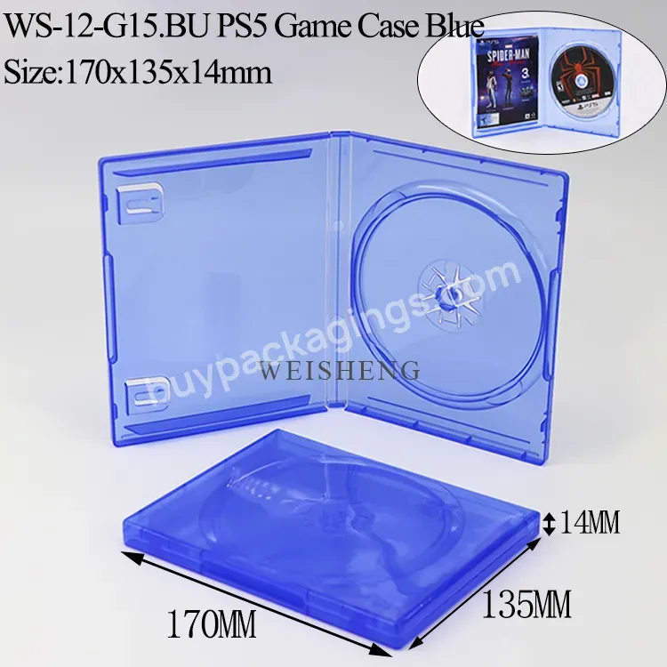 Custom Logo Clear 14mm Plastic Hard Shell Video Gaming Blue Single Cd Game Player Gaming Case For Playstation 5 3 4 Ps4 Ps5