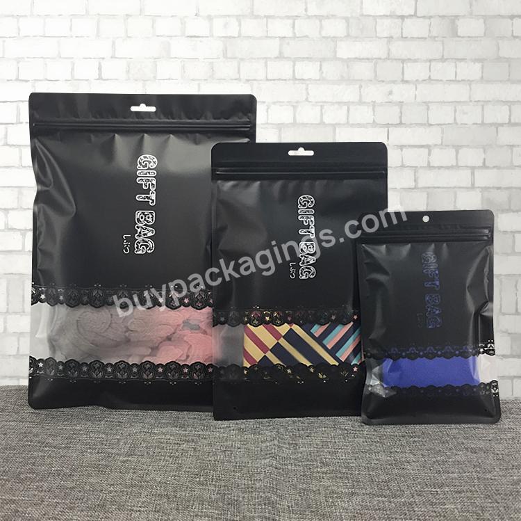 Custom Logo Clear Front Resealable Plastic Zipper Bag For Underwear Briefs Gifts Packaging