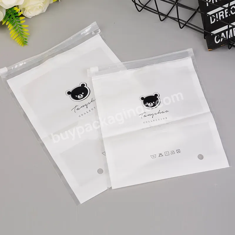Custom Logo Clear Recyclable Plastic Underwear Bags With Zipper And Handle For Packaging