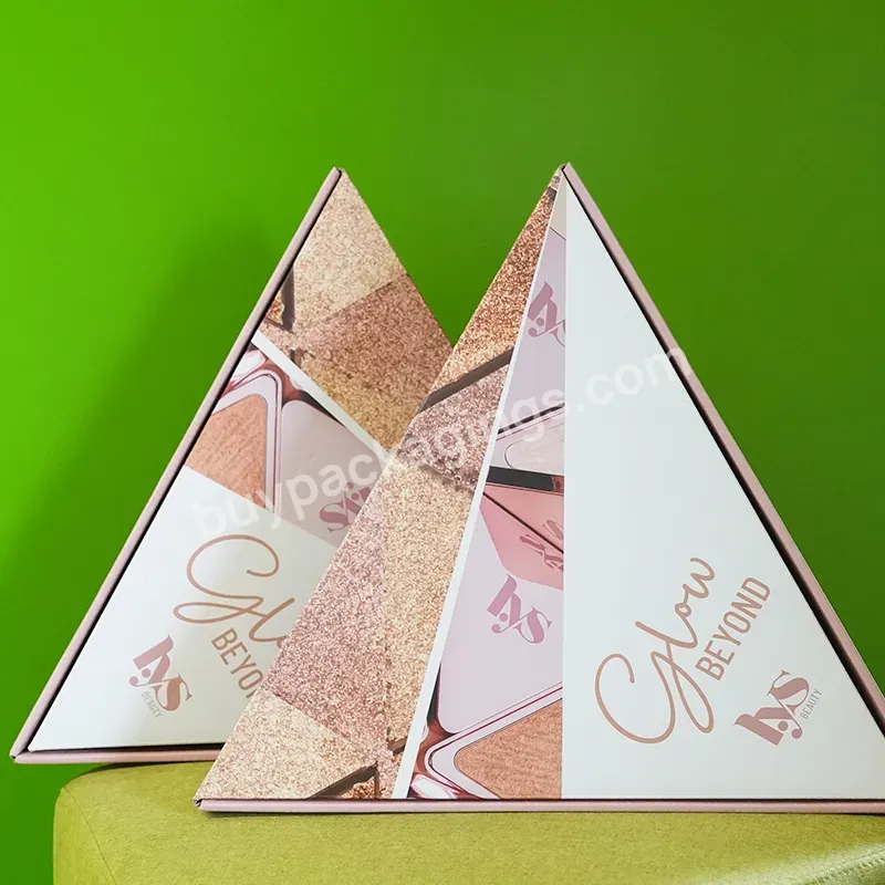 Custom Logo Color Mini Pastel Makeup Nail Polish Kit Set Packaging Paper Triangle Corrugated Cosmetic Box With Inserts