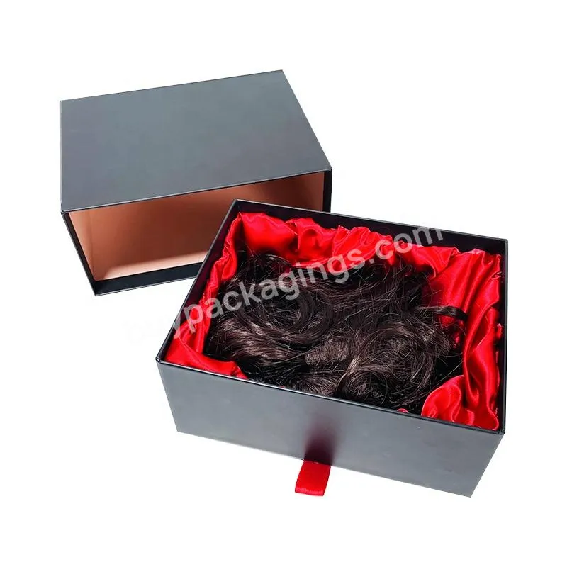 custom logo creative bulk cardboard gift boxes big stackable satin lined luxury drawer box packaging for underwear hair