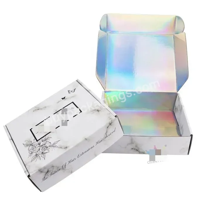 Custom Logo Customized Eco Friendly Cardboard Paper Mailing Box Small Holographic Pink Corrugated Mailer Packaging Shipping Box