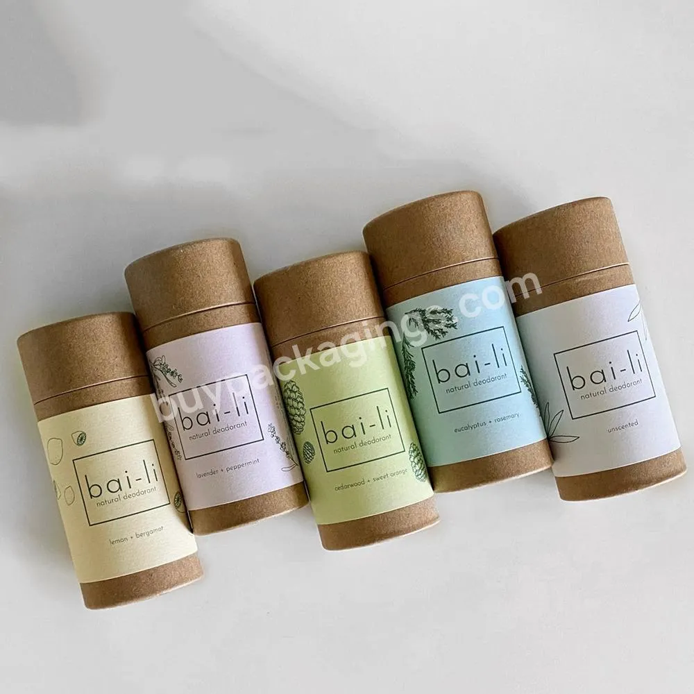 custom logo cylinder eco friendly kraft push up paper tubes cardboard deodorant containers