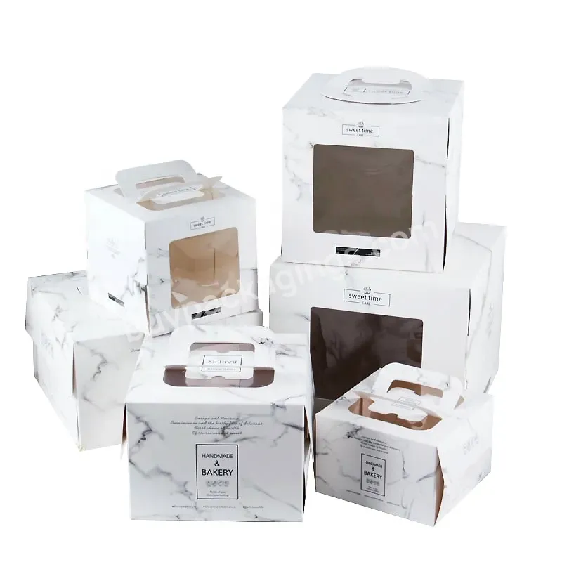 Custom Logo Desgin Marble Cake Boxes With Window Packaging Muffin Boxes