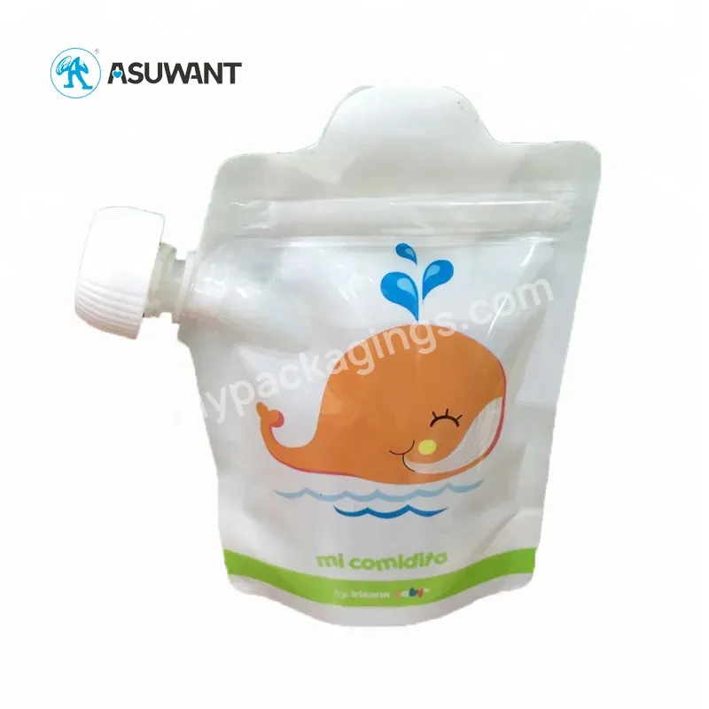 Custom Logo Design Biodegradable Reusable Refillable Baby Food Packaging Spouted Pouch