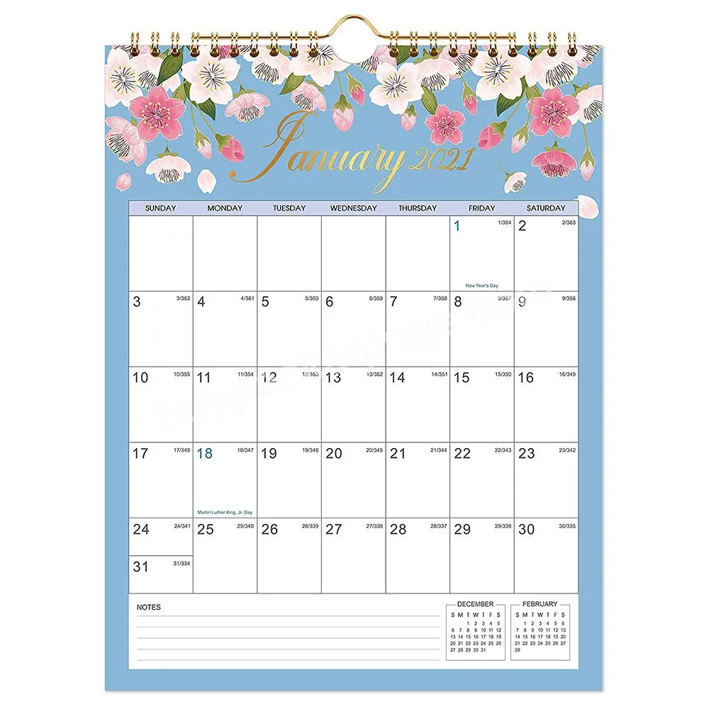 Custom Logo Design Printed Hanging Monthly Wall Desk Academic Spiral Calendar Planner -