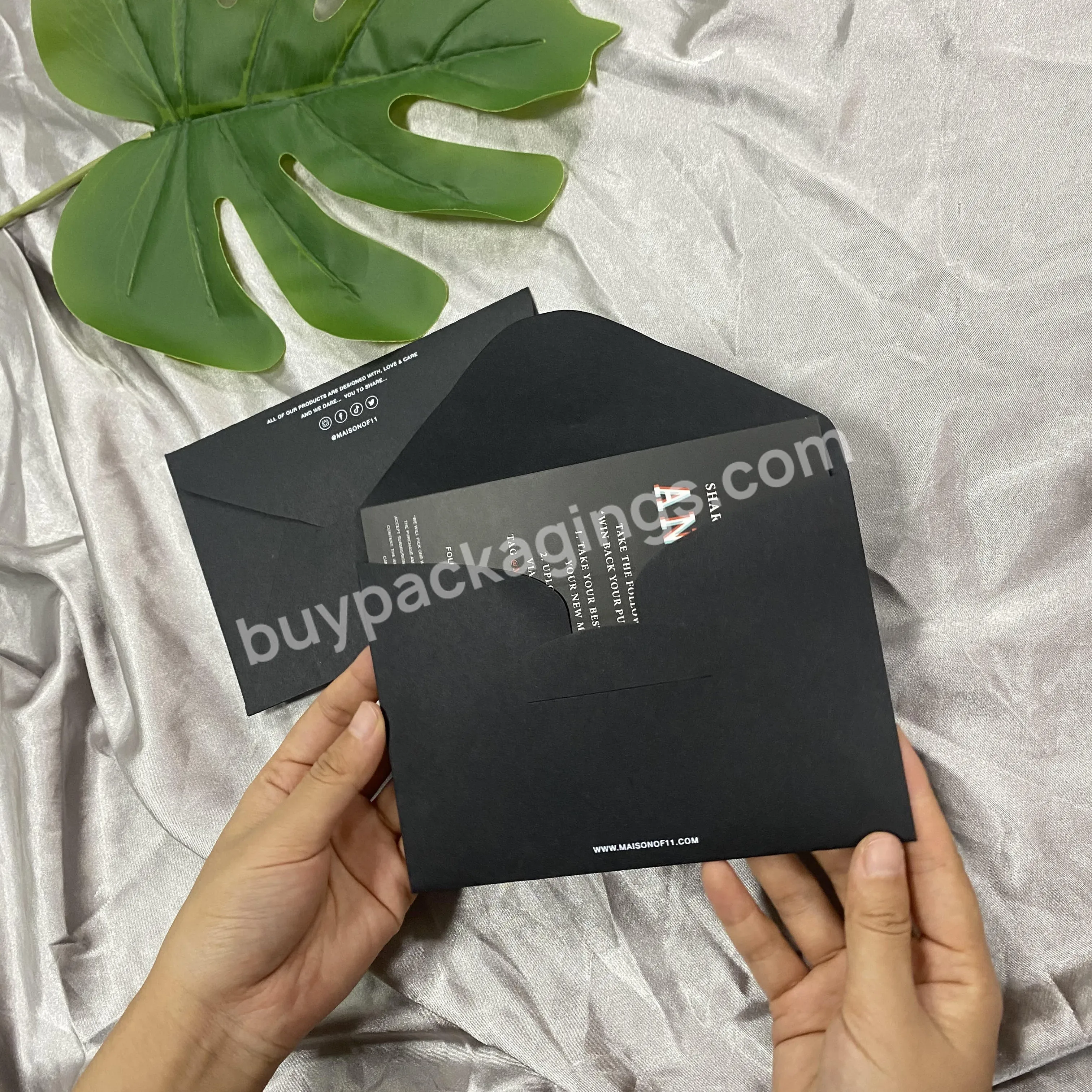 Custom Logo Design Wedding Packaging Black Paper Envelopes