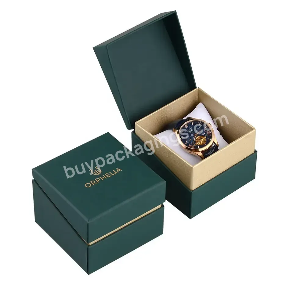 Custom Logo Design Wholesale Green High Quality Velvet Pillow Luxury Paper Gift Packaging Watch Box