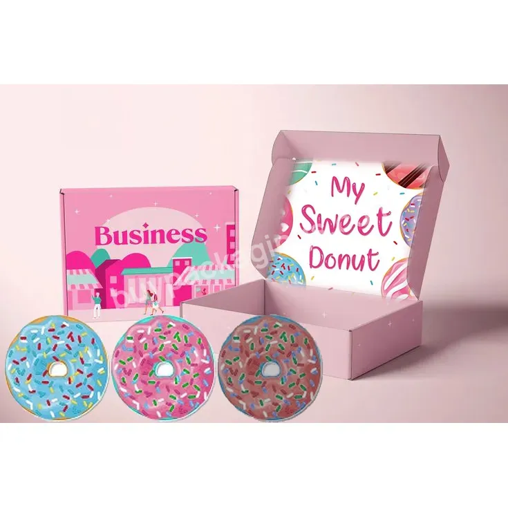 Custom Logo Donut Mailer Box Tissue Paper Sticker,High Quality Mailer Box Doughnut Packaging For Donut Product Shipping