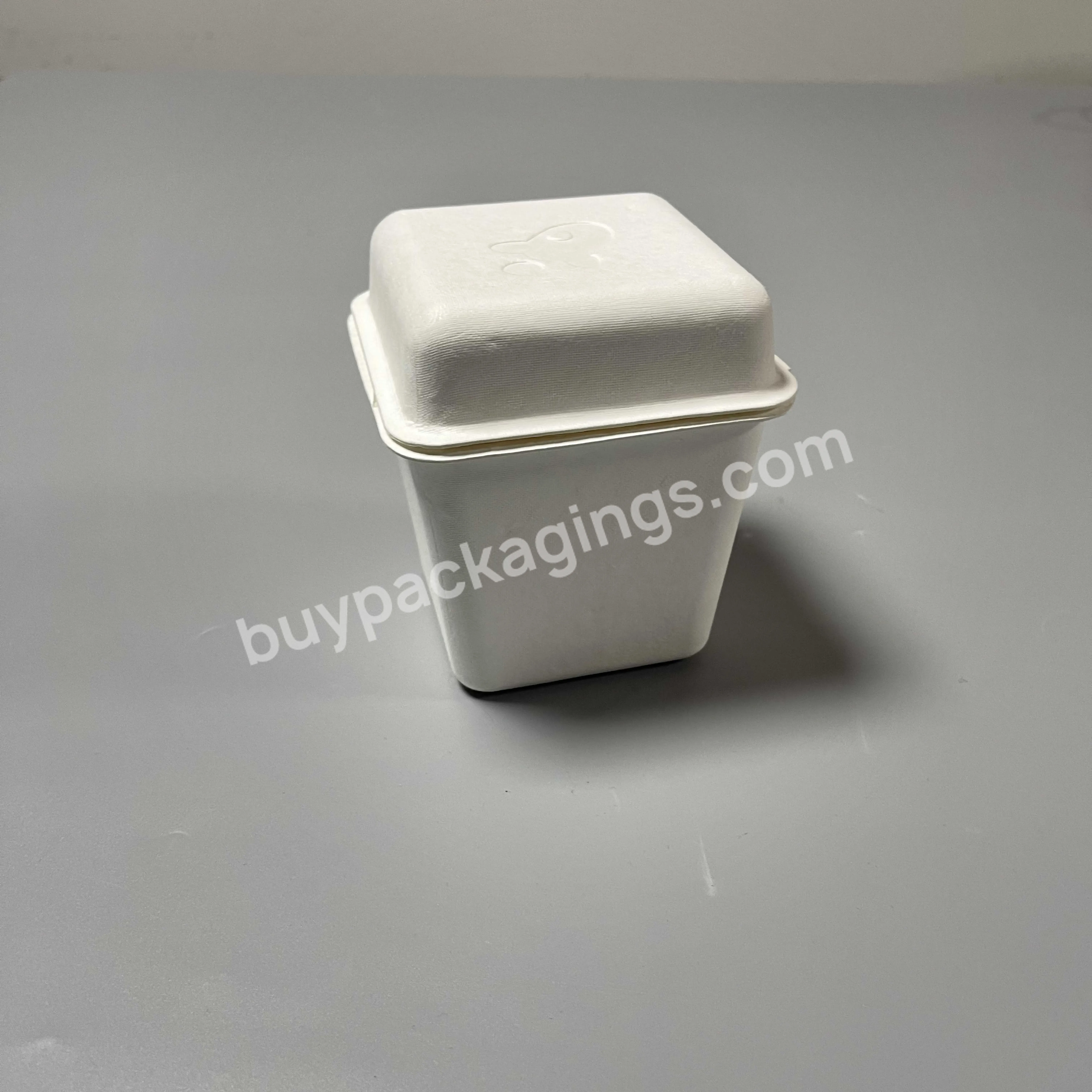 Custom Logo Eco-friendly Biodegradable Yellow Recycled Molded Pulp Paper Packaging Box For Cookie