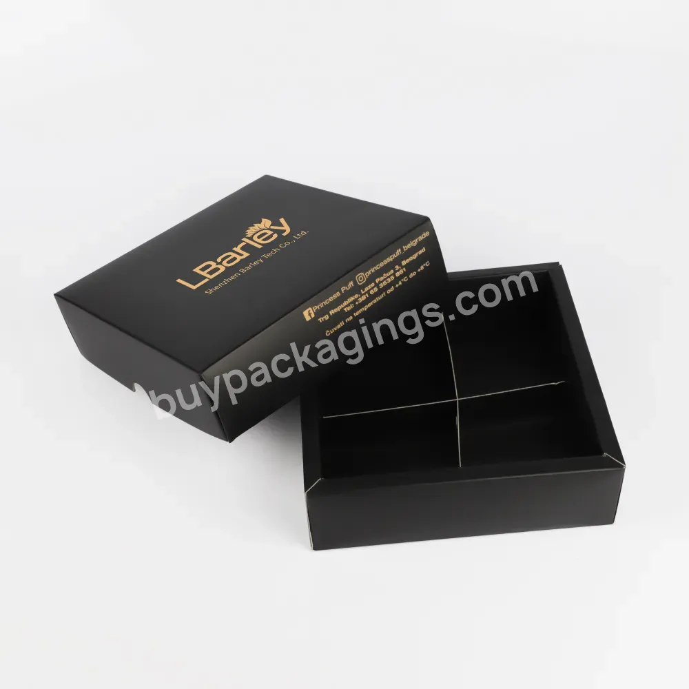 Custom Logo Eco Friendly Black Empty Base And Lid Chocolate Packaging Box With Dividers