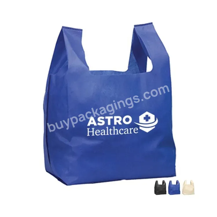 Custom Logo Eco Friendly Recycle Reusable Die Cut Grocery Shopping Tote T-shirt Bag Non Woven Bag