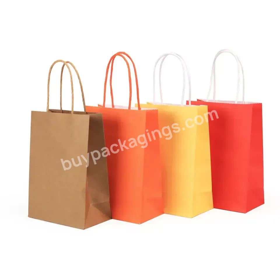 Custom Logo Eco-friendly Restaurant Fried Chicken Nuggets Takeaway Burger Fast Food Taco Packaging French Fries Handle Paper Bag