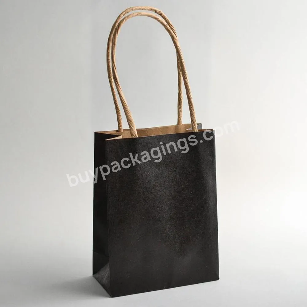 Custom Logo Eco Friendly Small Mini Black Craft Paper Packaging Gift Shopping Bag Paperbag