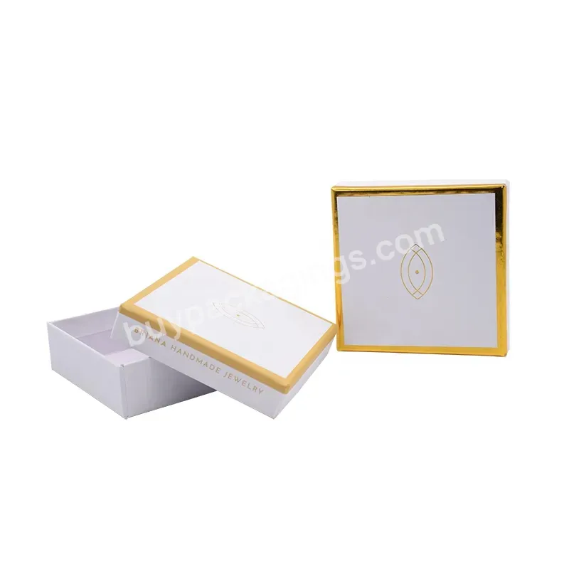 Custom Logo Elegant Ribbon Bow Rigid Paper Jewelry Two Piece Box For Necklace Earring Ring