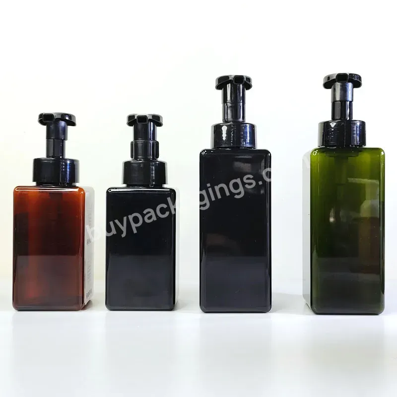 Custom Logo Empty Hand Sanitizer Face Cleaner Container 250ml Pink Clear Square Pet Foam Bottle