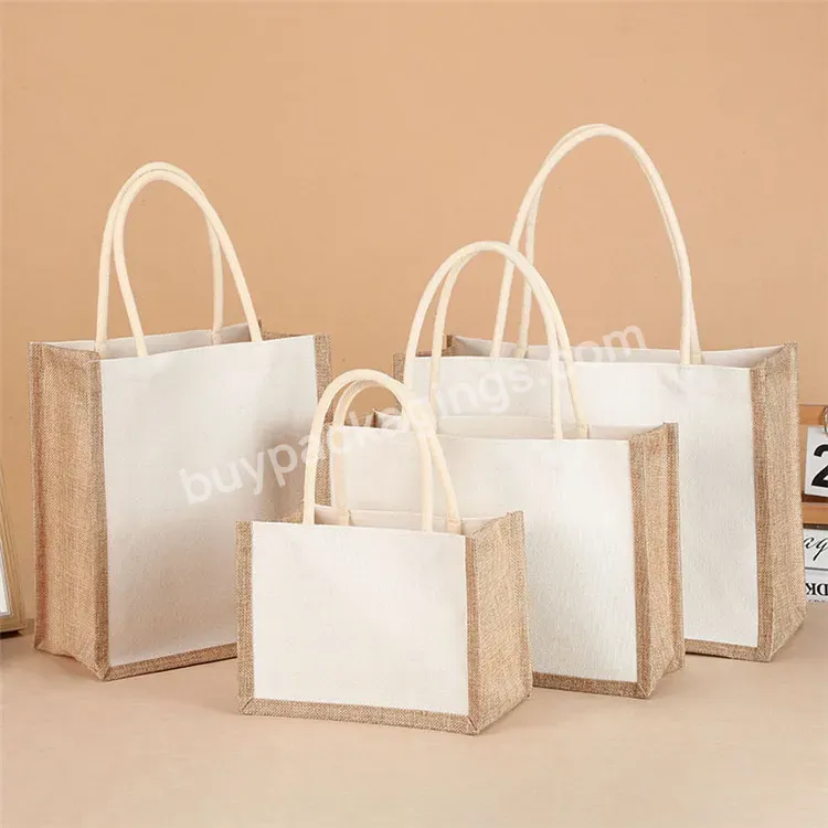 Custom Logo Factory Price Free Sample Eco-friendly Handle Bag Shopping Jute Bag Drawstring White Mini Jute Bag