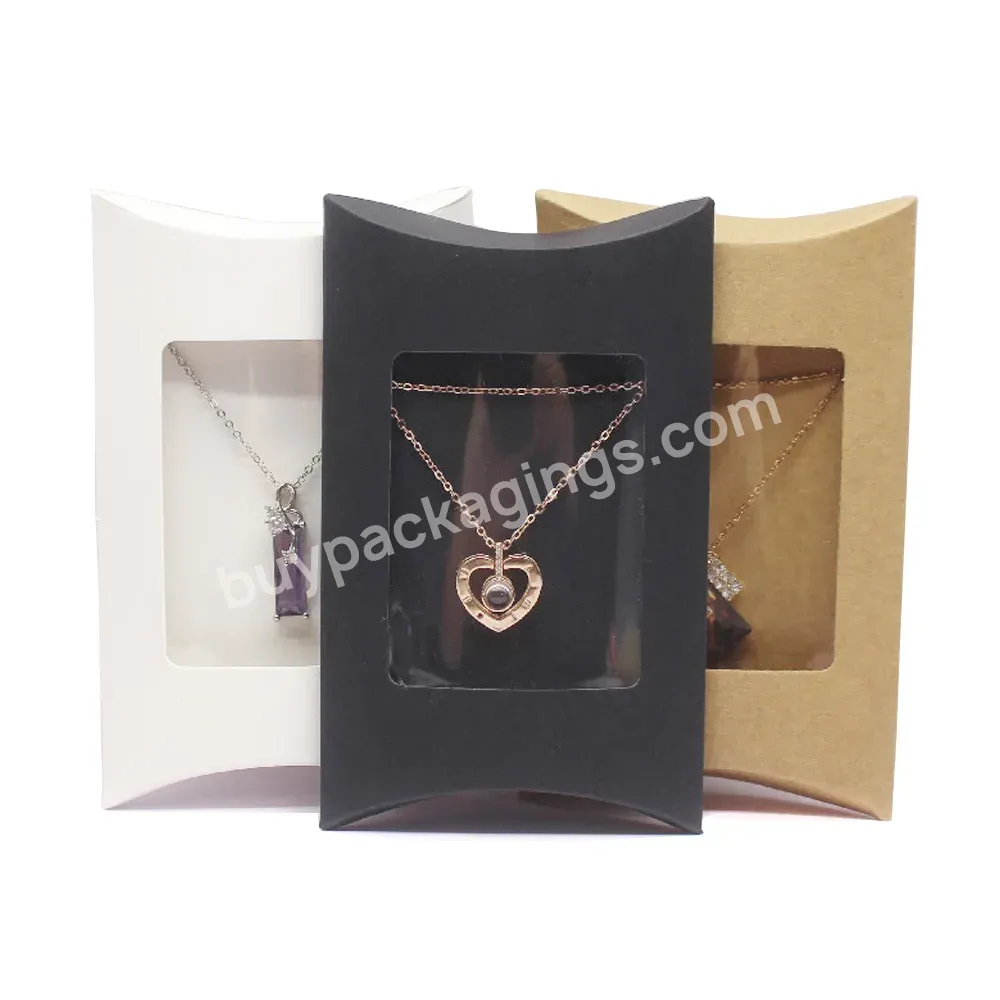 Custom Logo Factory Wholesale Clear Pvc Pillow Box White Paper Pillow For Necklace Card Window Pillow Box Diy Jewelry Display