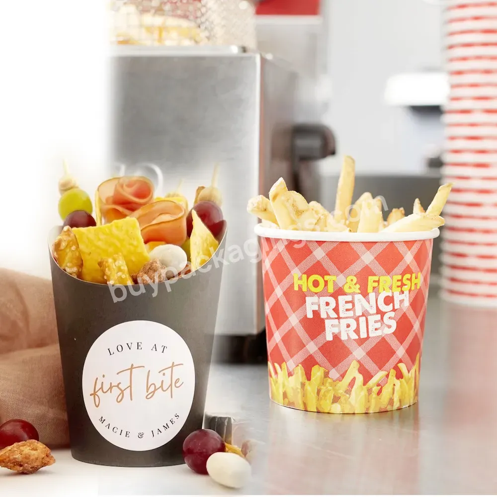 Custom Logo Fast Food Packaging Disposable Platters French Fries Holder Charcuterie Cup Appetizer Paper Cup Charcuterie Cups