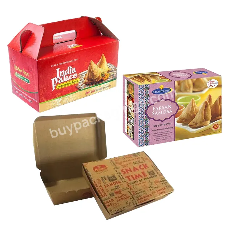 Custom Logo Frozen Packing Boxes Vegetable Pastry Baked Chicken Recipe Dry Fruit Samosa Packaging Box
