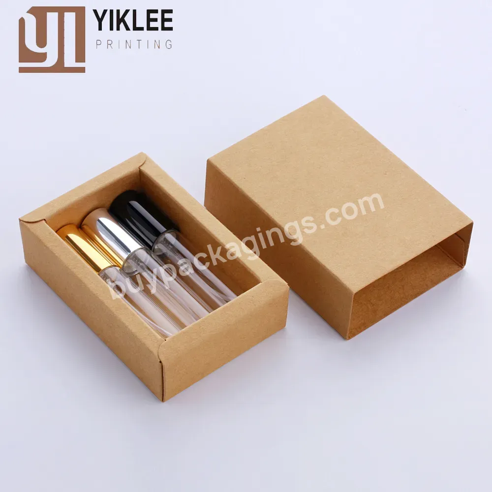 Custom Logo Gift Box For Packaging 3-bottle Box Portable Refillable Spray Bottle Paper Drawer Box Gift Kraft Cardboard