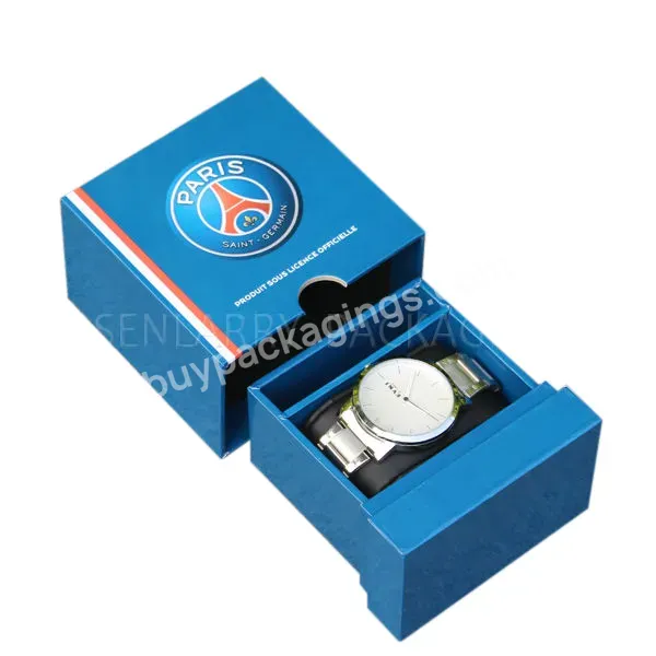 Custom Logo Gift Display Oem Packaging Storage Luxury Blue Rigid Cardboard Paper Watch Box Cases